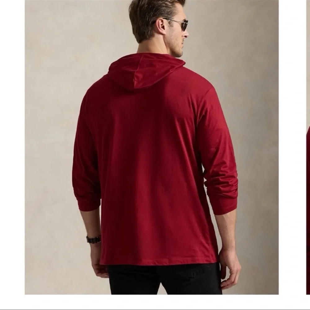Polo by Ralph Lauren Red Bear Graphic Hooded Long-Sleeve Shirt
